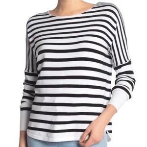 French Connection Gray And White Striped Dolman Sweater Size M
